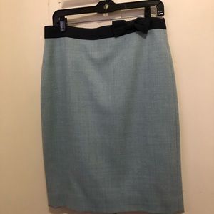 Blue Pencil Skirt with Black Waist Strip.